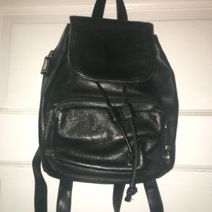 Small black leather backpack